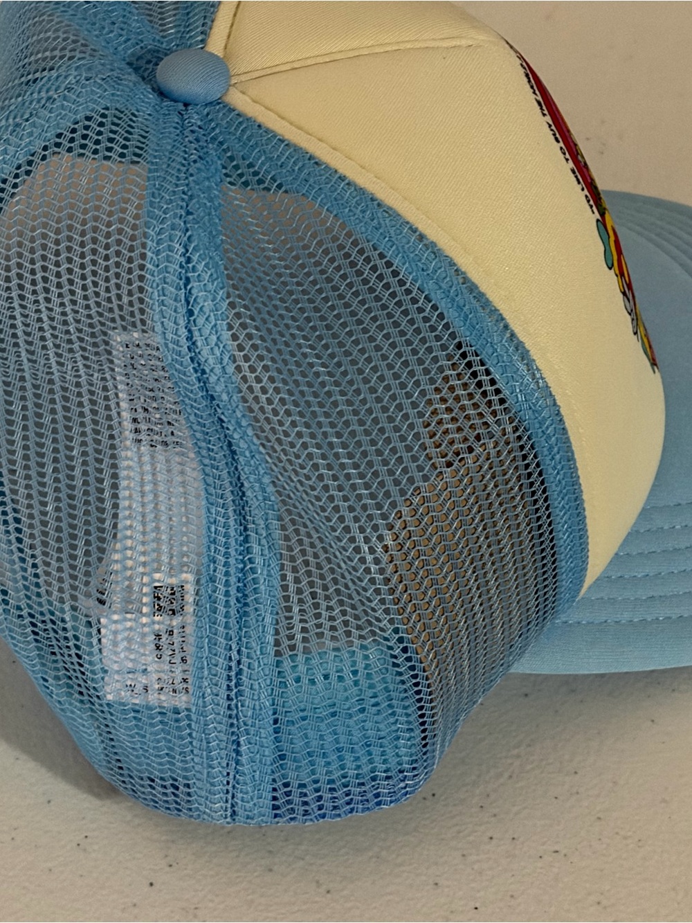 American Eagle Outfitters Blue & Cream Trucker Hat with Retro Graphic - Picture 2 of 4